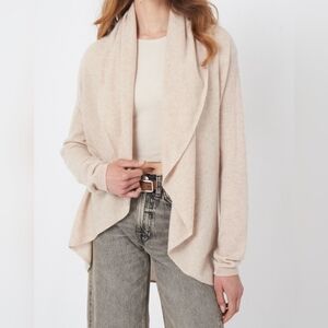 NWT Repeat Cashmere Easy Knit Women's Soft Mauve Open Front Sweater XS